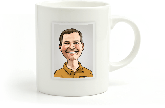 Bill Hunter caricture mug
