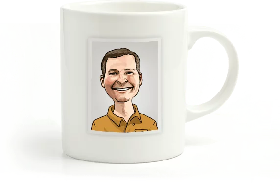 Bill Hunter caricture mug