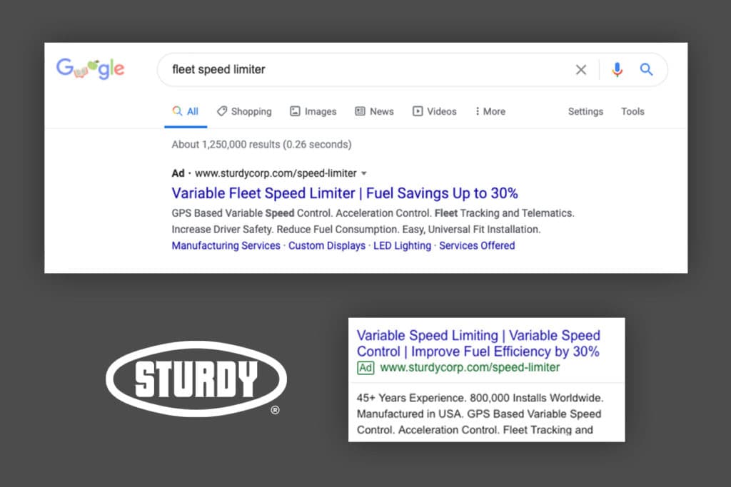 fleet speed governor google search ad