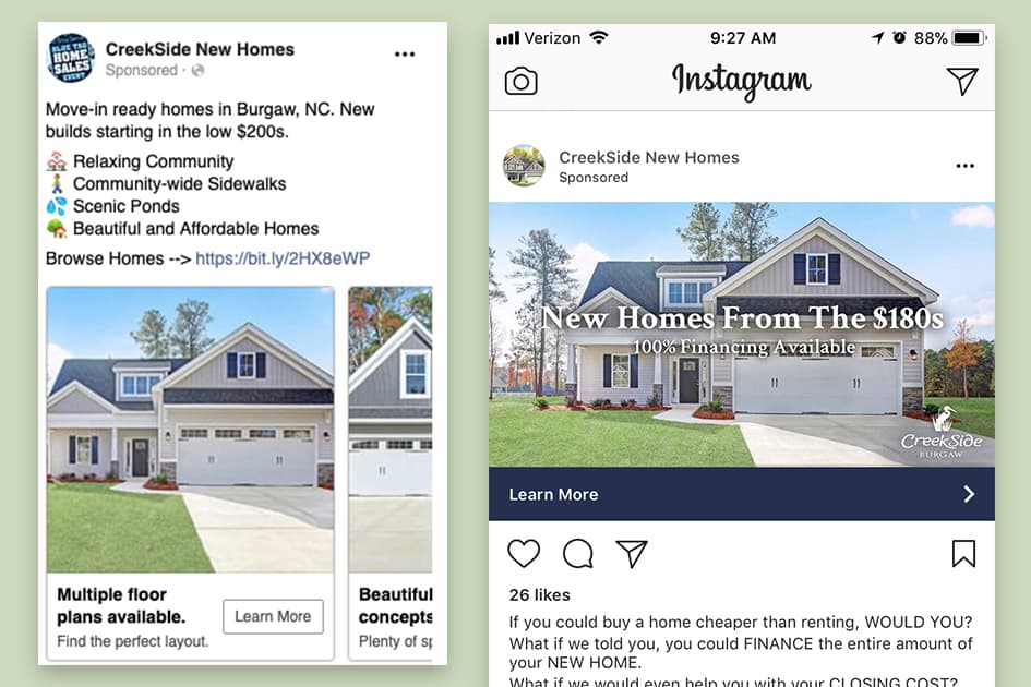 home builder instagram ad examples
