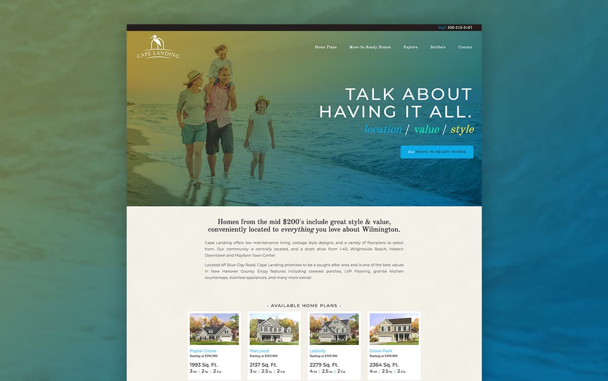 cape landing home page