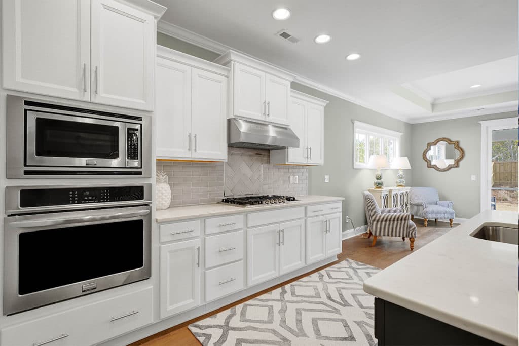 white kitchen with island