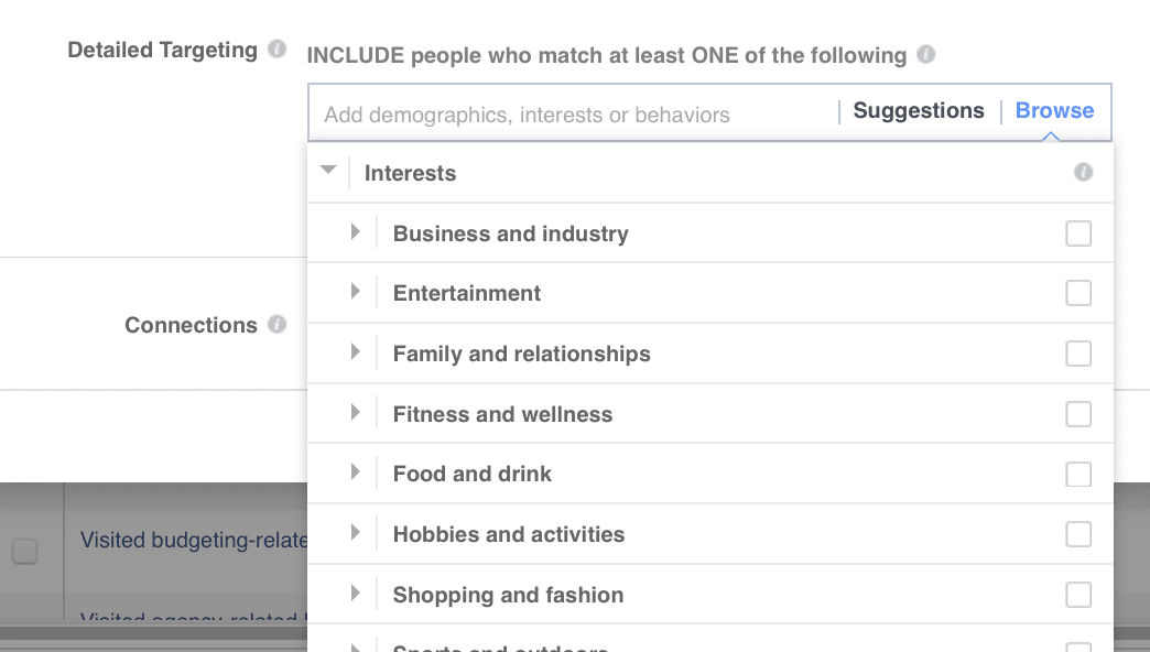 Facebook Detailed Interest Targeting