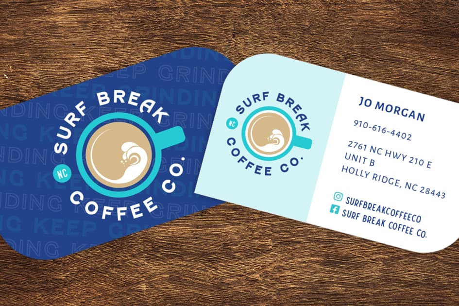 surf break coffee business card
