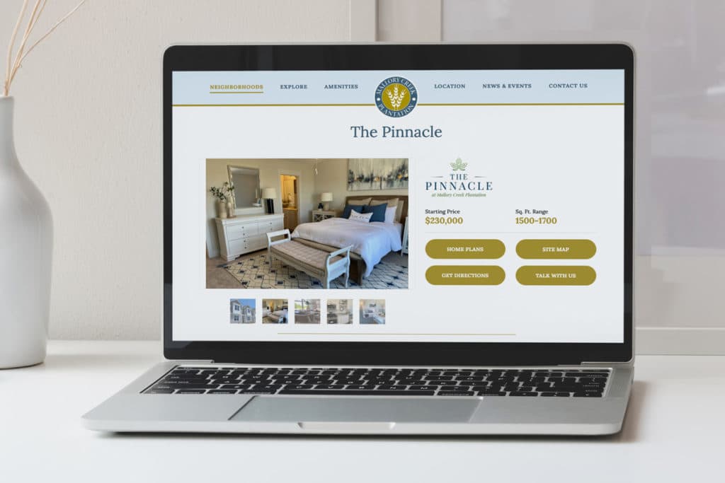 home builder website showcasing home plan