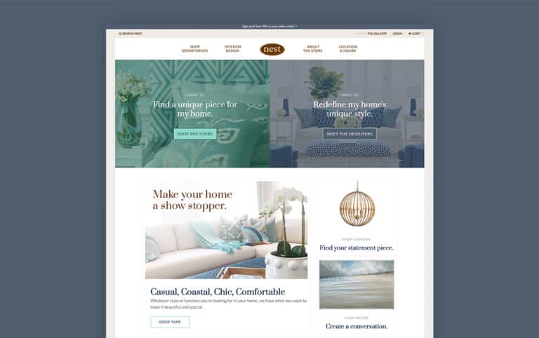 nest fine gifts home page