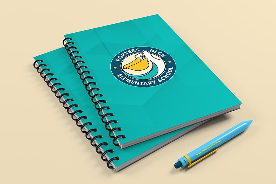 Porter's Neck Pelicans branded notebook