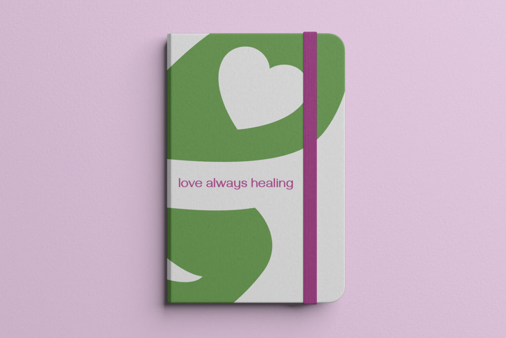 Love Always Healing branded notebook
