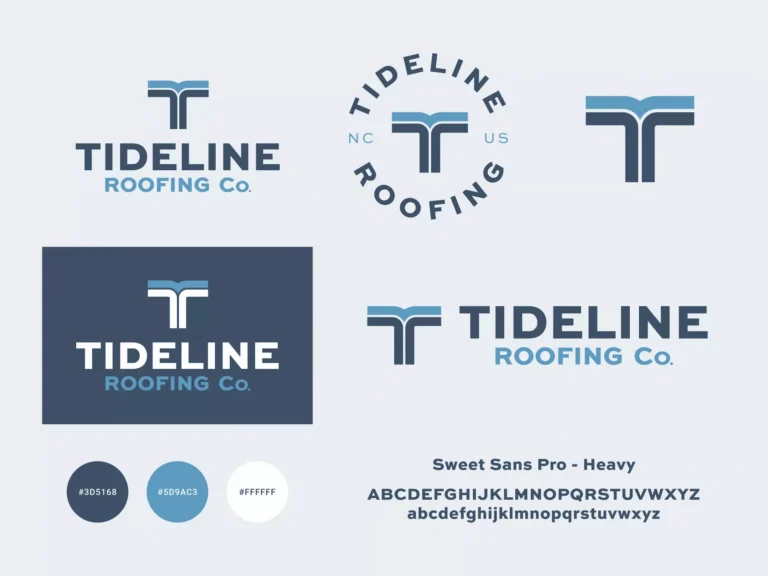 Tideline Roofing logo design and visual identity