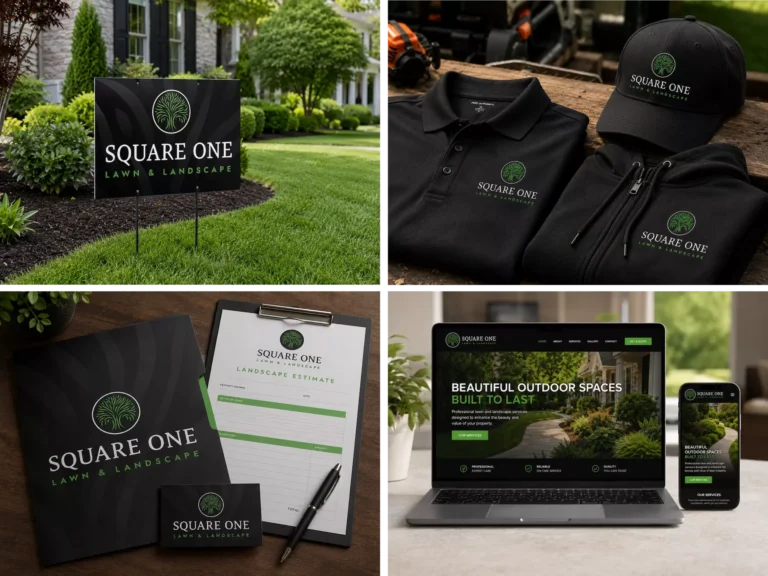 Square One Lawn and Landscape brand identity design