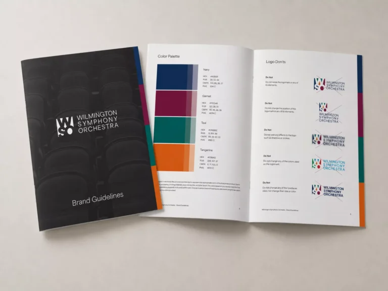 Wilmington Symphony Orchestra brand guidelines booklet